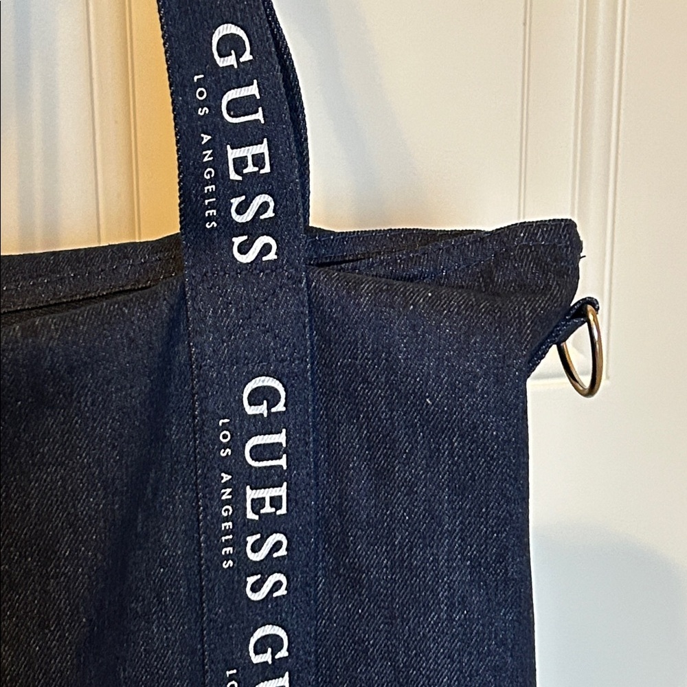 NEW Guess Denim Navy Blue Tote Bag - Picture 2 of 9